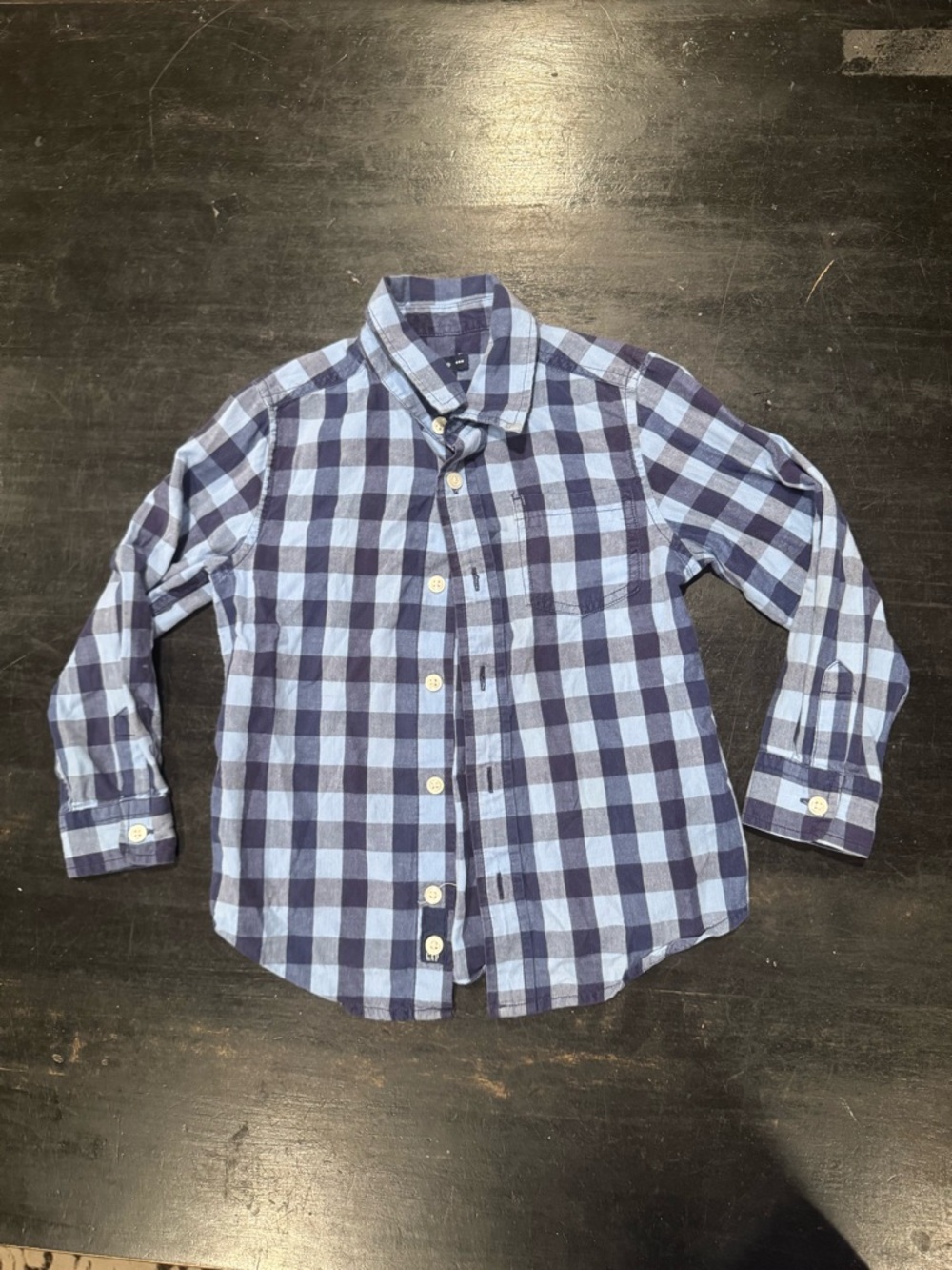 GAP Blue and Light Blue Plaid Button-Down Shirt